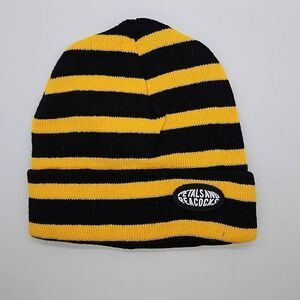 Zumiez Unisex Black and Yellow Striped Beanie Cap Petals And Peacocks NWOT